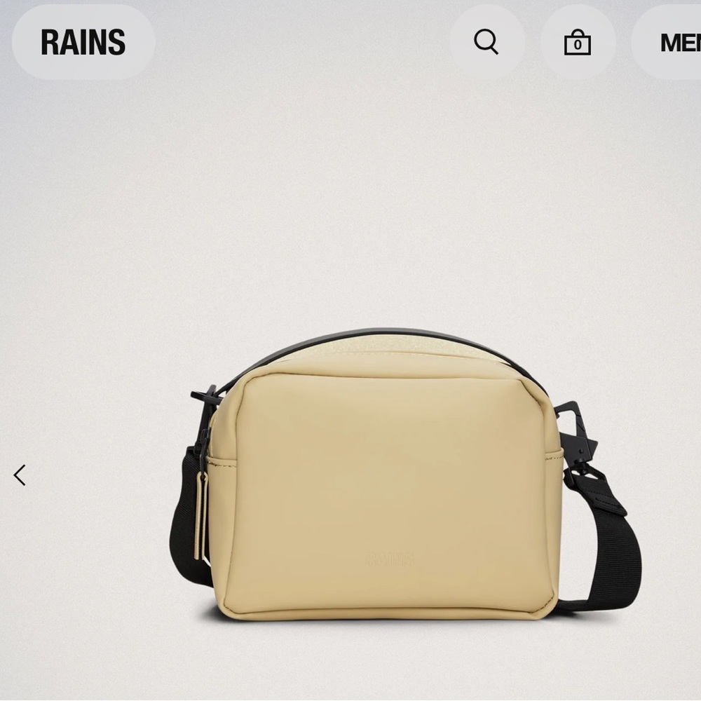 NWT Rains box bag in color sand with crossbody strap included $110